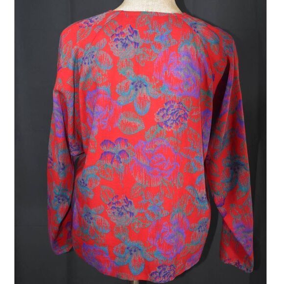 Vintage Rodier Paris Red and Purple Floral Brocade- 38 - Picture 5 of 7